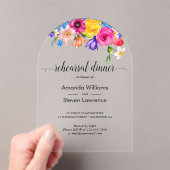 シックカラフル結婚フローラのリハーサルのディナーアーチ アクリル招待状 (インサイチュ (ポータブル))