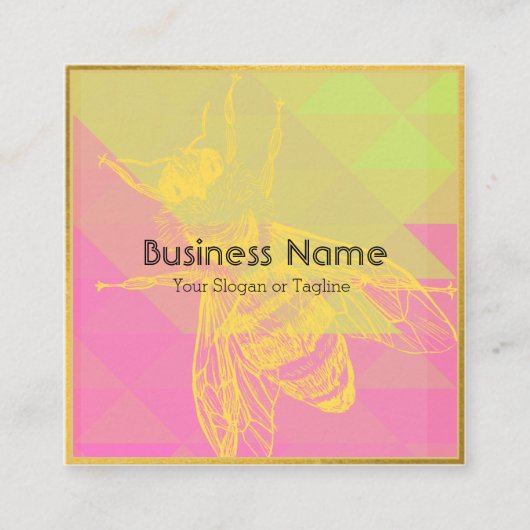 シックカラフル金ゴールドビープロフェッショナル スクエア名刺 (正面)
