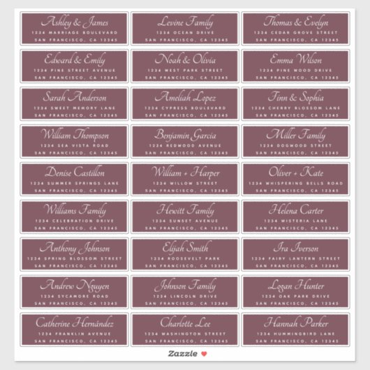 シックカリグラフィブルガンディゲスト住所 シール (シート)