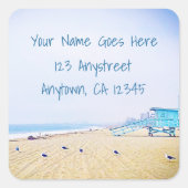 シックカリフォルニアビーチシーガル写真差出人住所 スクエアシール (正面)