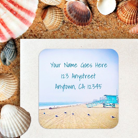 シックカリフォルニアビーチシーガル写真差出人住所 スクエアシール