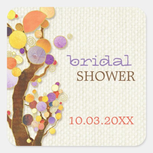 シックカントリーツリーズオータムブライダルシャワー スクエアシール (正面)