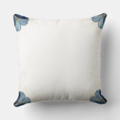 シックカントリーモノグラムブルー金ゴールドフローラリース クッション (裏面)