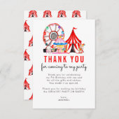 シックカーニバルサーカスショーピエロバルーン誕生日 サンキューカード (正面/裏面)