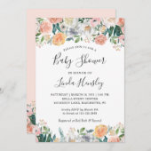 シックガーデエレガントンバラポニーフローラベビーシャワー 招待状 (正面/裏面)