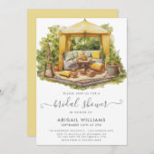 シックガーデンパーティーレモンシトラスブライダルシャワー 招待状 (正面/裏面)