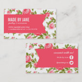 シックガーリーなエレガントヴィンテージフローラバラとリボン 名刺 (正面/裏面)