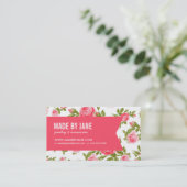 シックガーリーなエレガントヴィンテージフローラバラとリボン 名刺 (スタンド正面)