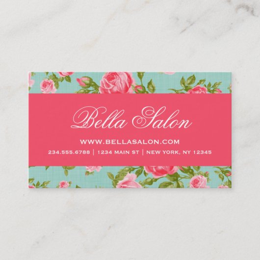 シックガーリーなエレガントヴィンテージフローラバラ 名刺 (正面)