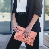 シックガーリーなサーモンピンクの花 アクセサリーポーチ