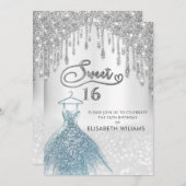 シックガーリーなドレスは銀色の輝きを漂わせグラデーションる 招待状 (正面/裏面)