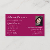 シックガーリーなピンクのグリッタースター、ロゴと写真 名刺 (裏面)