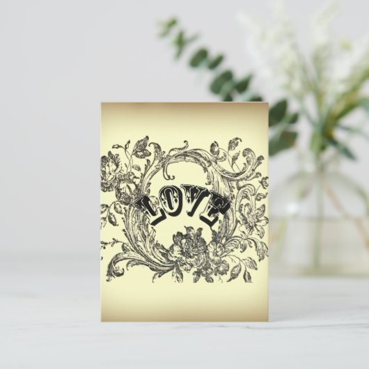 シックガーリーなフローラルの渦巻きパステルの色ビクトリアン ポストカード (スタンド正面)