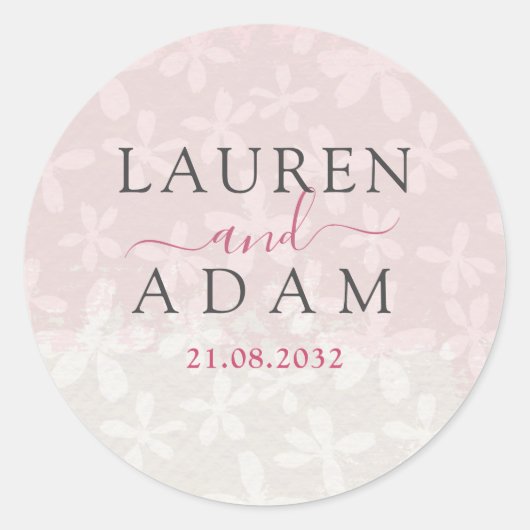 シックガーリーな水の色ワイルドフラワー結婚のシール ラウンドシール (正面)