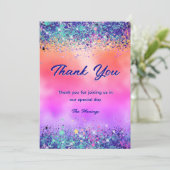 シックガーリーな虹色ユニコーングリッター感謝していユー カード (スタンド正面)