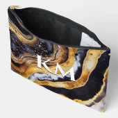 シックガーリーな黒金ゴールド大理石芸術 アクセサリーポーチ (見開き)