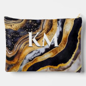 シックガーリーな黒金ゴールド大理石芸術 アクセサリーポーチ (裏面)