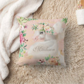 シックガーリーウォーターカラーフローラユニコーンパーソナライズされた クッション (ブランケット)