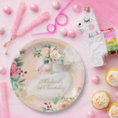 シックガーリーウォーターカラーフローラユニコーンパーソナライズされた ペーパープレート (パーティー)