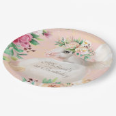 シックガーリーウォーターカラーフローラユニコーンパーソナライズされた ペーパープレート (アングル)