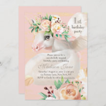 シックガーリーウォーターカラーフローラユニコーン1st誕生日