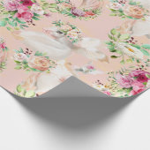 シックガーリーウォーモダンタカラーフローラユニコーン ラッピングペーパー (角)