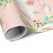 シックガーリーウォーモダンタカラーフローラユニコーン ラッピングペーパー (ロールコーナー)