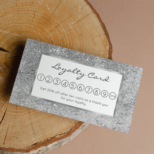 シックガーリーエレガントシルバーグリッター大理石 ロイヤリティカード