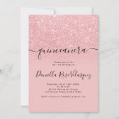 シックガーリーグリッタースパークルピンクグラデーションキンセアニェラ 招待状 (正面)