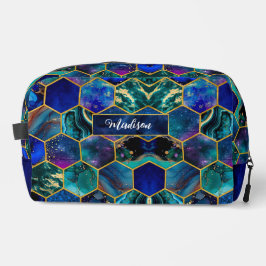 シックガーリーグリッターフェイクターコイズブルージオメトリック ドップキット