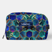 シックガーリーグリッターフェイクターコイズブルージオメトリック ドップキット (裏面)