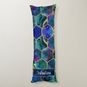 シックガーリーグリッターフェイクターコイズブルージオメトリック ボディピロー (裏面 (縦))