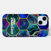 シックガーリーグリッターフェイクターコイズブルージオメトリック Case-Mate iPhoneケース (裏面 (横))