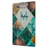 シックガーリーグリッターフェイク金ゴールドターコイズ幾何学 クリップボード (左)