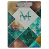シックガーリーグリッターフェイク金ゴールドターコイズ幾何学 クリップボード (正面)