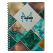 シックガーリーグリッターフェイク金ゴールドターコイズ幾何学 ノートブック (正面)