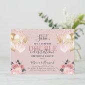 シックガーリーサプライズダブルバースデーパーティー 招待状 (スタンド正面)