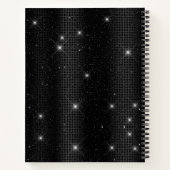 シックガーリーシルバーフェイクグリッターブラックティール（緑がかった色）モノグラム ノートブック (裏面)