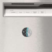 シックガーリーシルバーフェイクグリッターブラックティール(緑がかった色)モノグラム マグネット (インサイチュ (食洗機))