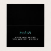 シックガーリーシルバーフェイクグリッターブラックティール(緑がかった色)モノグラム 名刺 (内部フラット)