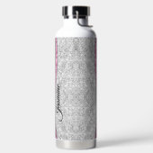 シックガーリーシルバーフェイクグリッターブラックピンクモノグラム ウォーターボトル (左面)