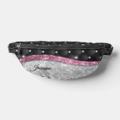 シックガーリーシルバーフェイクグリッターブラックピンクモノグラム ファニーパック (レイダウン)