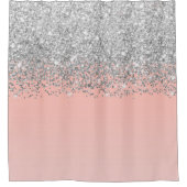 シックガーリーシルバー紙吹雪ピンク色グラデーシグラデーションョン シャワーカーテン (正面)