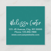 シックガーリータイポグラフィ美しいメイクアップアーティストラッシ スクエア名刺 (裏面)