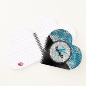 シックガーリーターコイズアクアグリッター葉モノグラム ノートブック (内部)