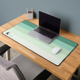 シックガーリーティール（緑がかった色）グリーングラデーションクラシックモノグラム デスクマット