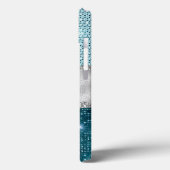 シックガーリーティール(緑がかった色)ミントグリーングリッター銀モノグラム Case-Mate iPhoneケース (裏面 / 左)