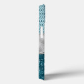 シックガーリーティール(緑がかった色)ミントグリーングリッター銀モノグラム Case-Mate iPhoneケース (裏面 / 右)