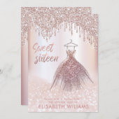 シックガーリードレスドリップバラ金ゴールド輝きグラデーションi 招待状 (正面/裏面)