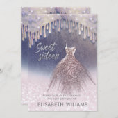 シックガーリードレスドリップバラ金ゴールド輝きグラデーションi 招待状 (正面/裏面)